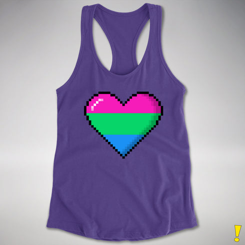 Polysexual Pride 8-Bit Pixel Heart Racerback Tank - Purple